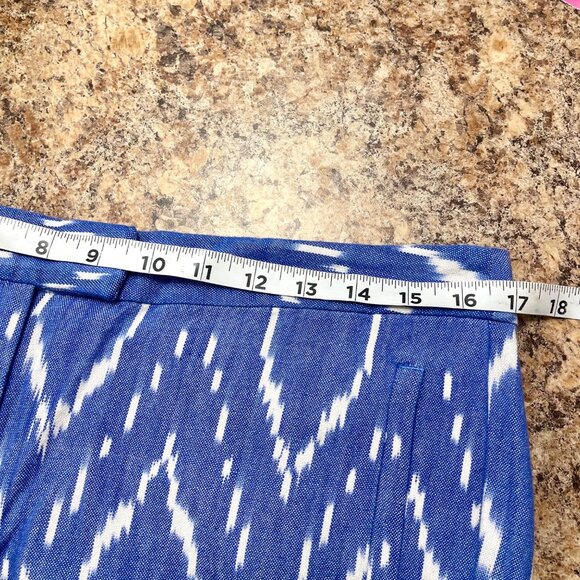 J. Crew Sunwashed Cotton Cuffed Shorts Blue Ikat Mid-Rise 10 - Picture 8 of 11